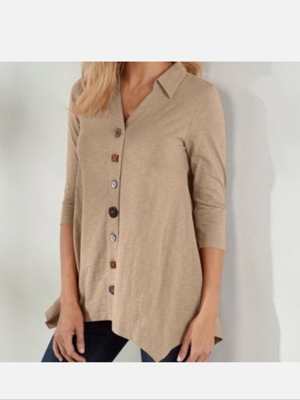 Soft Surroundings Danielle Cotton Tunic In Desert Stone